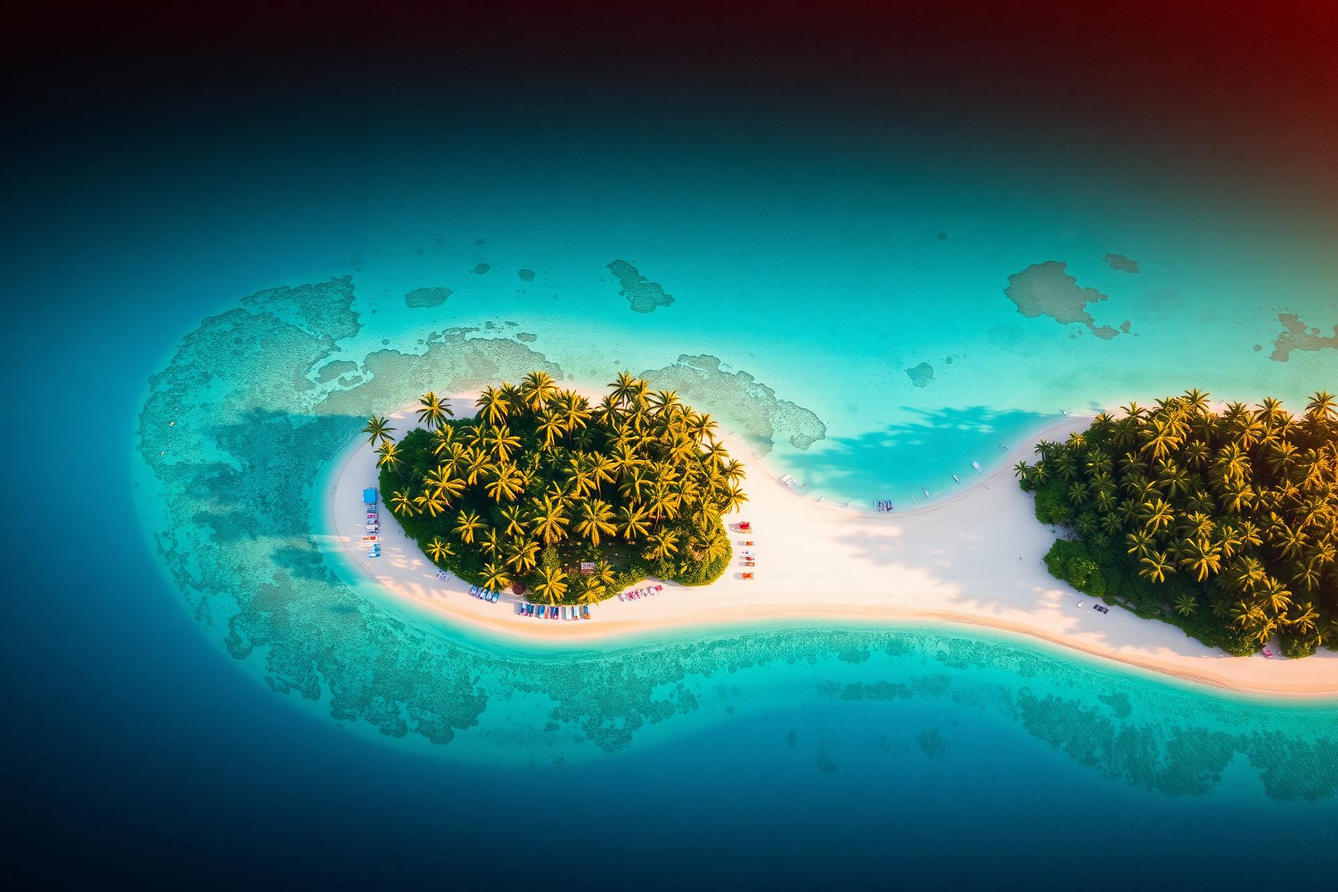 Private island retreat at dusk